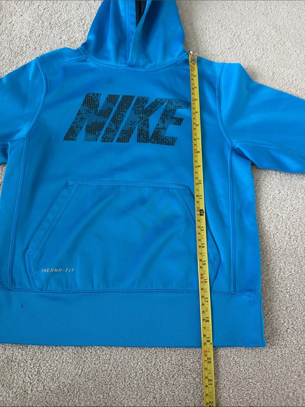 Nike Boys Youth Small Therma-FIT Blue Pullover Hoodie Graphic Logo